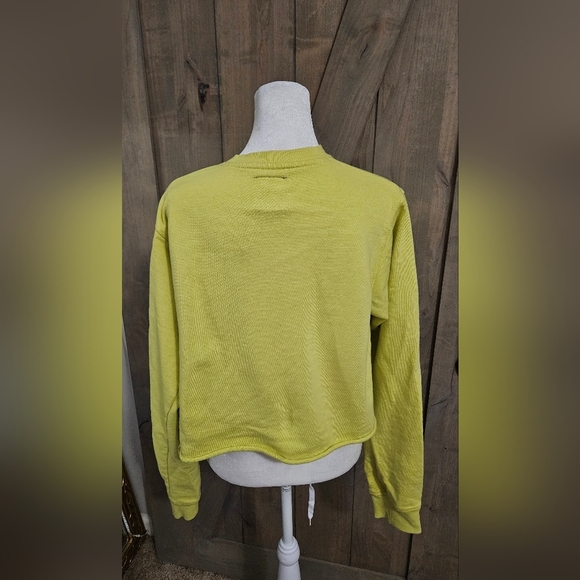 DICKIES Raw Hem Cropped Relaxed Fit Sweatshirt In Yellow Green Color.Size Medium - Picture 6 of 11